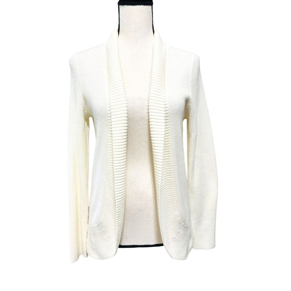 Banana Republic Ivory Open Front Cardigan Sz M Ribbed